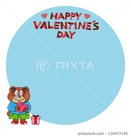 熊人物與心情人節人物複製空間(藍色) 熊人物與心情人節人物複製空間(藍色) 120477195
