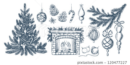 christmas, sketch, vector 120477227