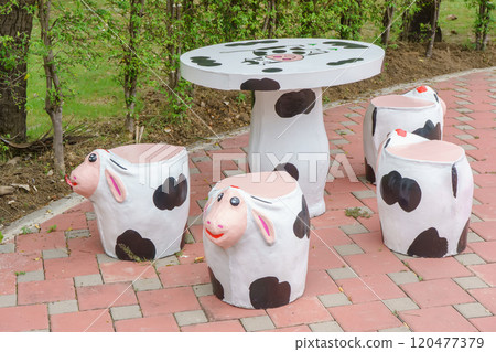 Stone bench table set Stone bench table set 120477379