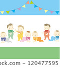 Multiracial babies standing, sitting and lying down Multiracial babies standing, sitting and lying down 120477595