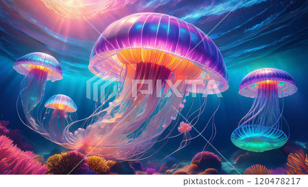 Jellyfish floating in the sea Jellyfish floating in the sea 120478217