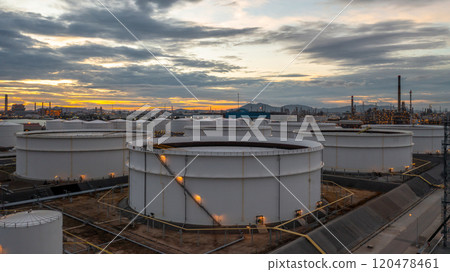 Industrial oil and gas storage tank at oil and gas depot terminal logistic industrial plant, Business logistic oil and gas storage tank chemical petroleum petrochemical refinery product industrial. 120478461