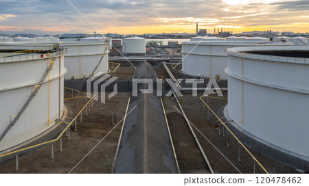 Industrial oil and gas storage tank at oil and gas depot terminal logistic industrial plant, Business logistic oil and gas storage tank chemical petroleum petrochemical refinery product industrial. 120478462
