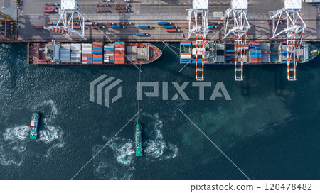 Container cargo ship global business logistic import export transportation, Container cargo ship freight shipping shipment international, Industrial business logistic freight by container cargo ship. 120478482