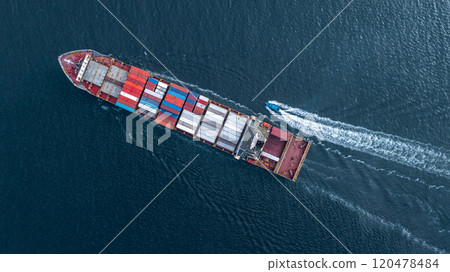 Container cargo ship global business logistic import export transportation, Container cargo ship freight shipping shipment international, Industrial business logistic freight by container cargo ship. Container cargo ship global business logistic import export transportation, Container cargo ship freight shipping shipment international, Industrial business logistic freight by container cargo ship. 120478484