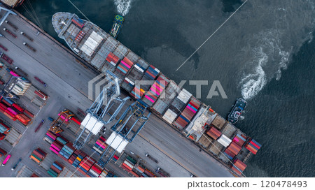 Container cargo ship global business logistic import export transportation, Container cargo ship freight shipping shipment international, Industrial business logistic freight by container cargo ship. 120478493