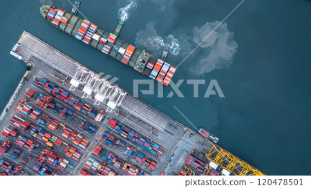 Container cargo ship global business logistic import export transportation, Container cargo ship freight shipping shipment international, Industrial business logistic freight by container cargo ship. 120478501