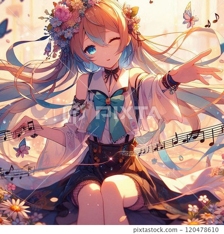 Cute girl listening to music, Vocaloid, Vocaloid 120478610