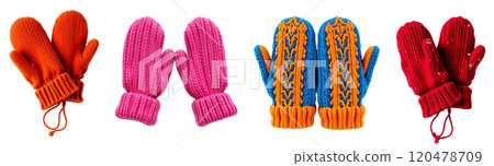 Set of colorful mittens gloves 120478709