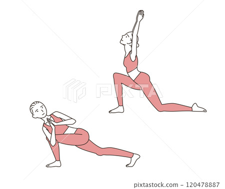 Illustration set of women doing yoga, people, poses Illustration set of women doing yoga, people, poses 120478887