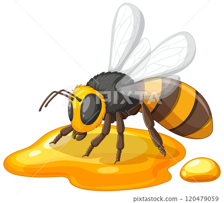 Bee on Honey with Golden Glow Bee on Honey with Golden Glow 120479059