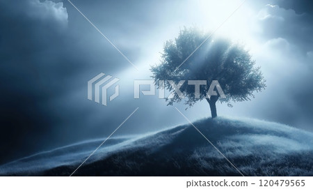 A lonely tree in the sunlight 120479565