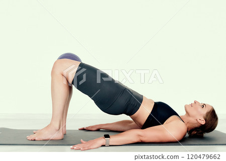 Glute Bridge with Exercise Ball 120479662