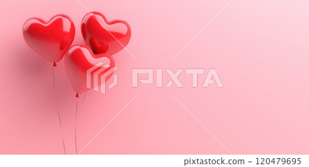 Romantic red heart balloons on soft pastel background for Valentines day or love celebration 120479695