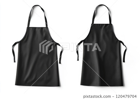 Black apron isolated on white background. AI-generated item 120479704