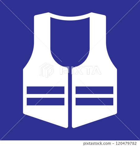 Safety vest jacket, security and worker uniform wear, workwear icon. 120479782