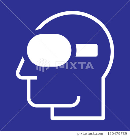Wear safety glasses icon. Goggles sign. Protective glasses must be worn in this area. Wear safety glasses icon. Goggles sign. Protective glasses must be worn in this area. 120479789