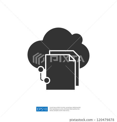 A cloud symbol with documents, representing cloud storage and data management. A cloud symbol with documents, representing cloud storage and data management. 120479878