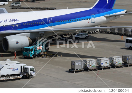 Passenger plane preparing for departure Passenger plane preparing for departure 120480094