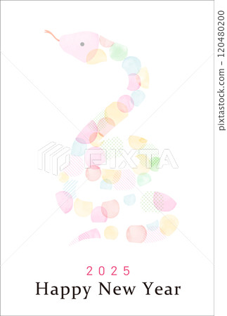 2025 年蛇年令與 7 點圖案水彩蛇新年賀卡 2025 年蛇年令與 7 點圖案水彩蛇新年賀卡 120480200
