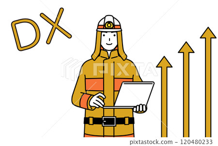 Image of DX: A firefighter in a fire suit who has successfully improved his work Image of DX: A firefighter in a fire suit who has successfully improved his work 120480233