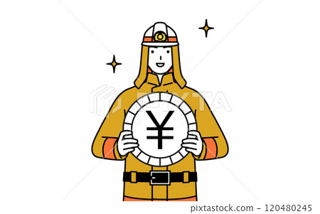 Image of exchange rate gains and strong yen, firefighters in fire suits 120480245