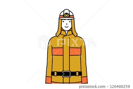 消防服的消防員面向前方 消防服的消防員面向前方 120480259