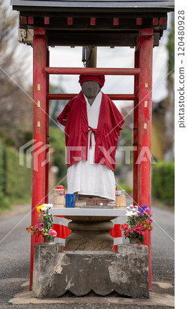 Koyama Jizo statue blocking the road Koyama Jizo statue blocking the road 120480928