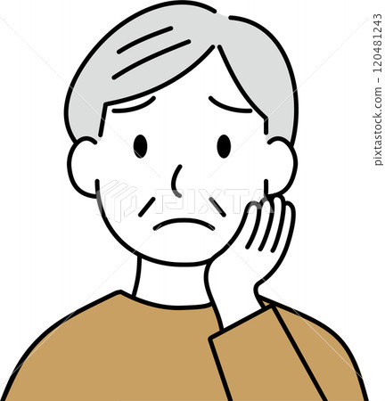 Illustration of a worried elderly woman Illustration of a worried elderly woman 120481243