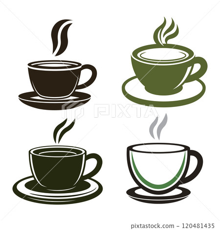 Set of A Cup of Hot Aromatic Coffee Tea Beverage Drink in Cafe Set of A Cup of Hot Aromatic Coffee Tea Beverage Drink in Cafe 120481435