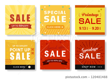 Pop sale banner set (vector square sales promotion web shop) Pop sale banner set (vector square sales promotion web shop) 120481488