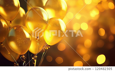 AI image: Yellow glowing balloons party image 120482305