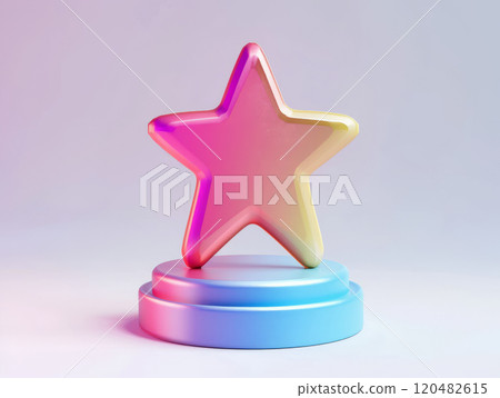 Award trophy star 3d cartoons style on white background. 120482615