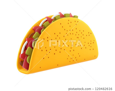 Taco icon in 3d style on white background. Mexican food taco. 120482616