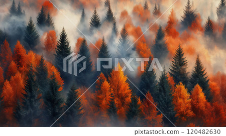 AI generated image: Autumn leaves 120482630