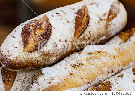 Many rustic fresh bread loaves Many rustic fresh bread loaves 120483108