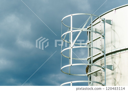 Ladder on agricultural silo 120483114