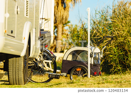 Camper and bicycle with trailer 120483134