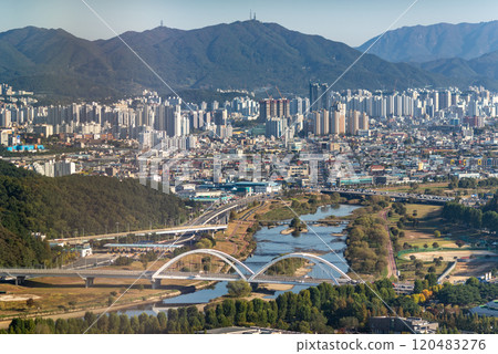 Cityscape of Daejeon capital of South Chungcheong province in South Korea 120483276