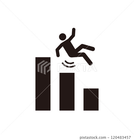 一個人從樓梯上摔下來的象形圖圖標 120483457