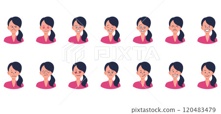 Portraits of woman. Girl Avatar.  Female emotions. 120483479
