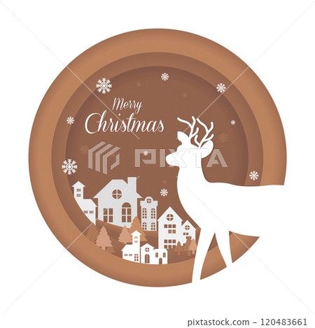 Christmas Paper cut winter with reindeer. Vector illustrations Christmas Paper cut winter with reindeer. Vector illustrations 120483661