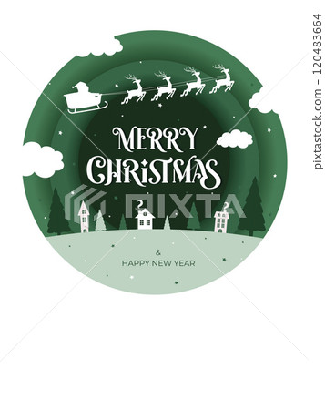 Christmas background for covers, invitations, posters, card, flyers, paper cut decoration style, advertising with winter Christmas composition in paper cut style. Vector illustration 120483664