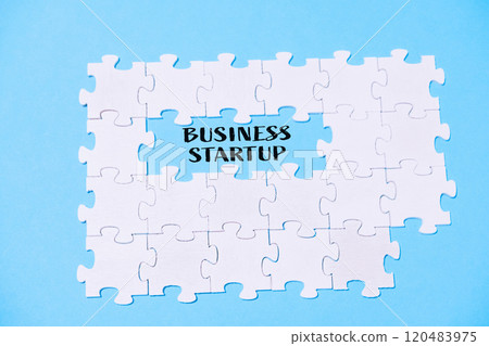 Jigsaw puzzle with the word business startup written in the middle 120483975