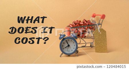 Shopping cart with a clock on it Shopping cart with a clock on it 120484015