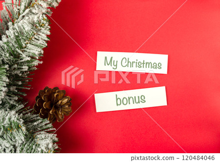 Red background with a pine cone Red background with a pine cone 120484046