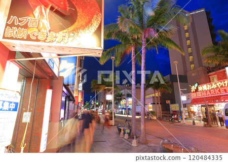 [Okinawa Prefecture] Night view of Naha Kokusai Street 120484335
