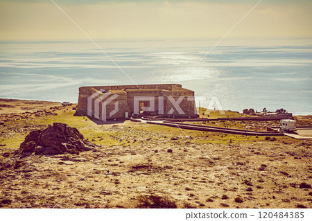 Coast view with caravan at guards castle, Almeria Spain Coast view with caravan at guards castle, Almeria Spain 120484385