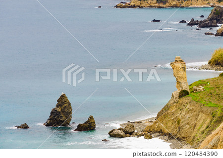 Rocky coast and seaside cliffs, Spain 120484390