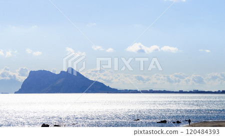 Seascape and Gibraltar rock on horizon 120484393